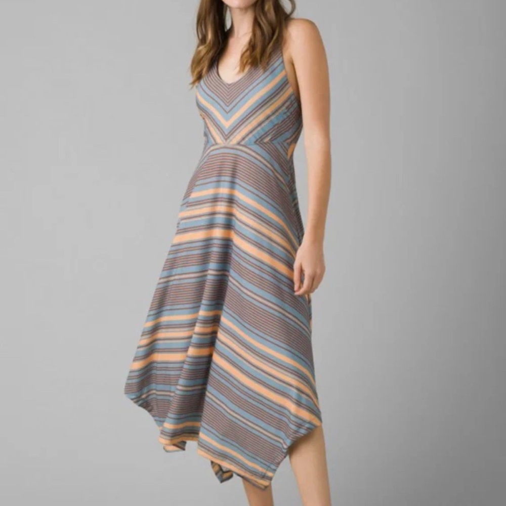 Prana dress women’s large Saxon boho Athleisure travel resort handkerchief hem